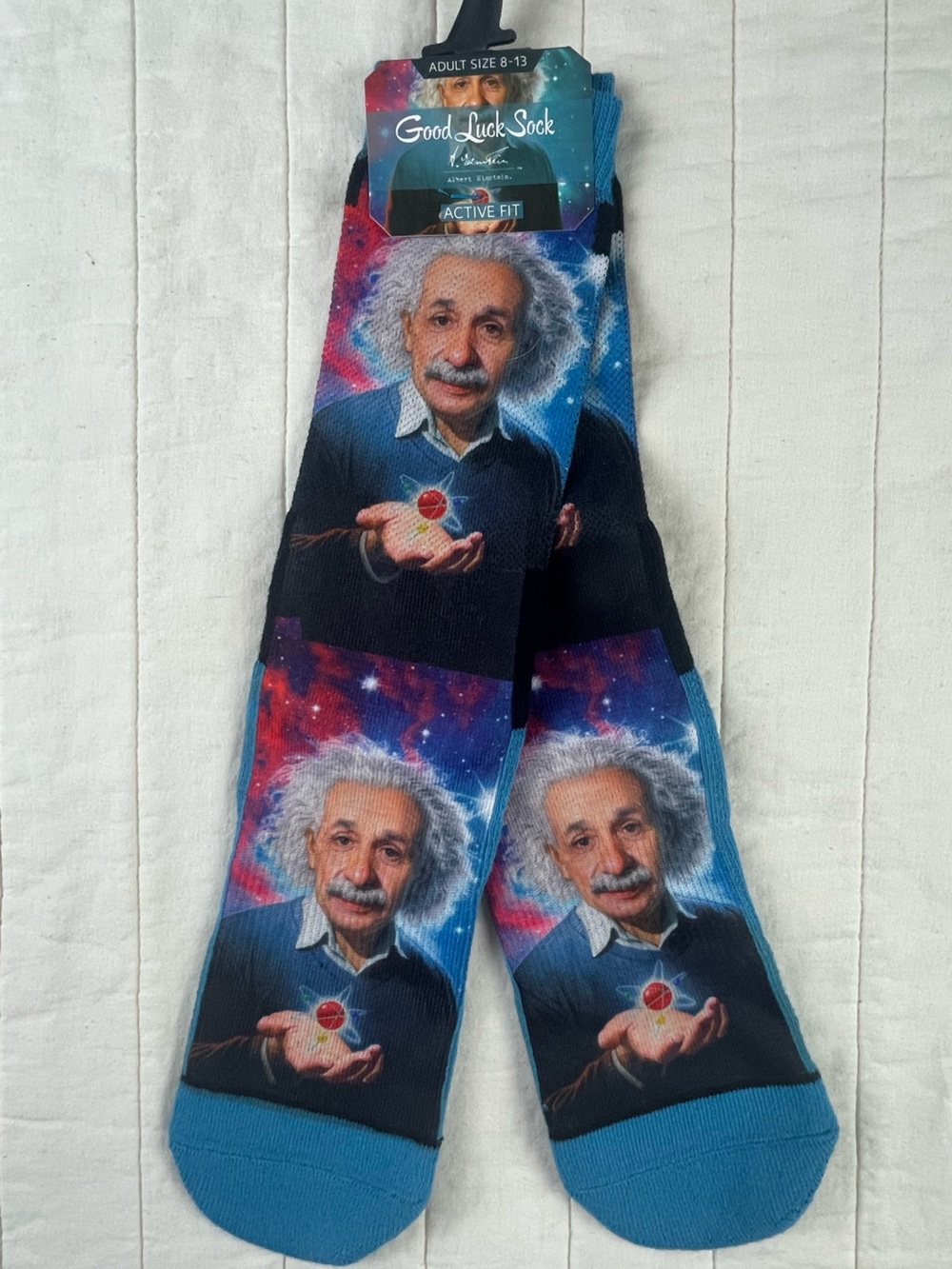Blue Novelty Portrait Crew Socks